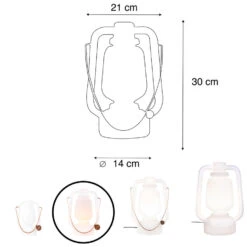 QAZQA Tafellamp Oplaadbaar 30 Cm IP44 Wit - Storm Small -Modern Home Shop 1000014991 0102