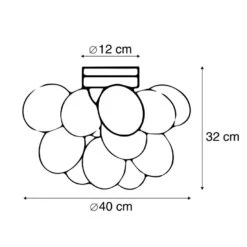 QAZQA Design Plafondlamp Zwart Met Amber Glas 4-lichts - Uvas -Modern Home Shop 1000025196 0102