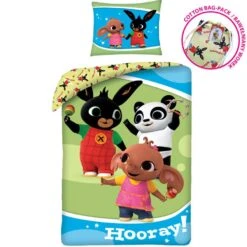 Bing Bunny Dekbedovertrek Hooray - Eenpersoons - 140 X 200 Cm - Katoen -Modern Home Shop 1000025570 0103