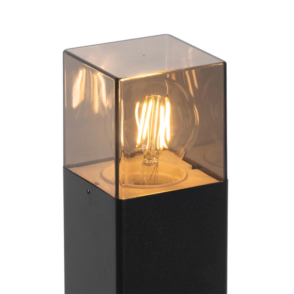 QAZQA Staande Buitenlamp Zwart 50 Cm IP44 Met Smoke Glass - Denmark 2 QAZQA Staande Buitenlamp Zwart 50 Cm IP44 Met Smoke Glass - Denmark - Image 2