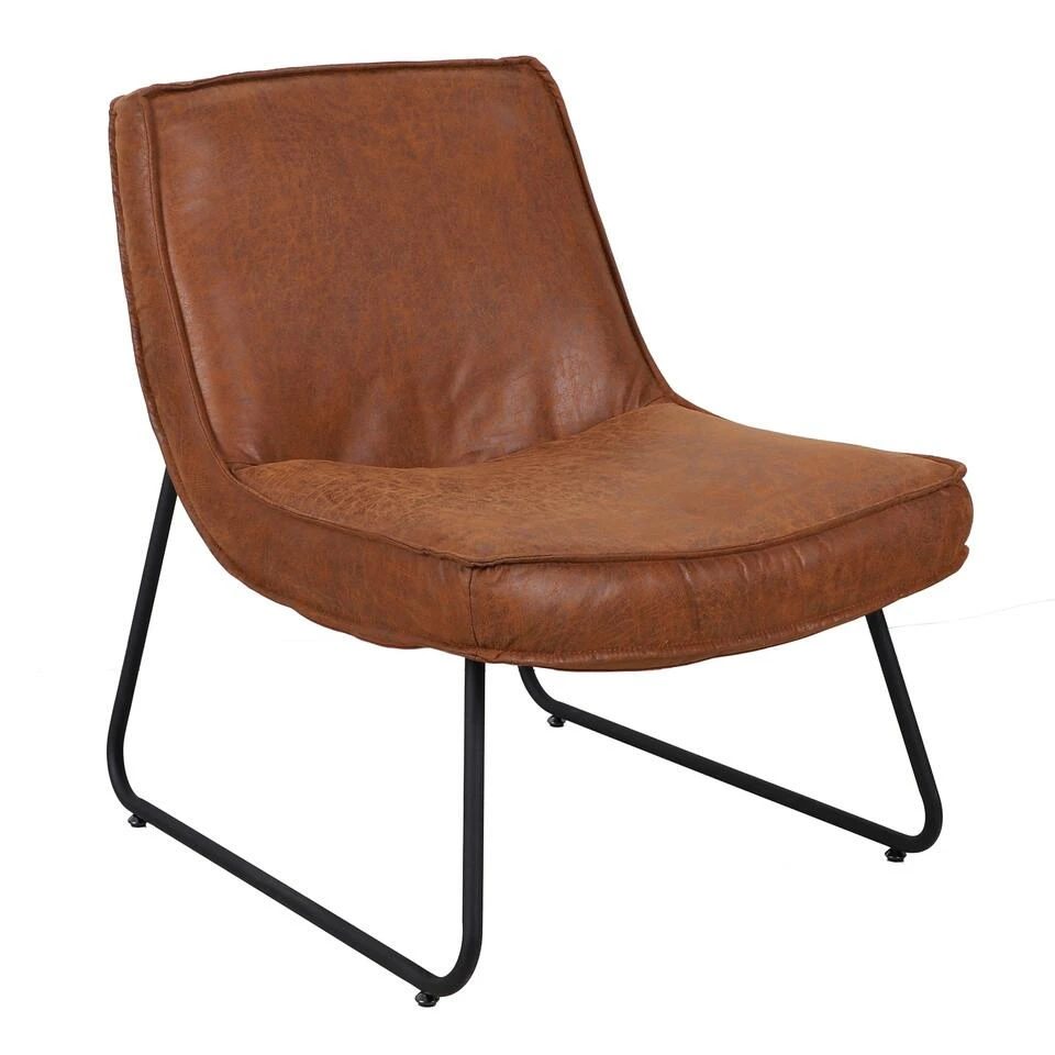 Industriële Fauteuil Cognac Lowen Eco Leer - Leder - Bruin 1 Industriële Fauteuil Cognac Lowen Eco Leer - Leder - Bruin