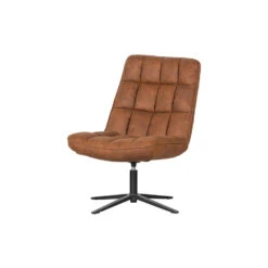 WOOOD Dirkje Draaifauteuil - Leerlook - Cognac - 101x70x85 -Modern Home Shop 1000052487 0103