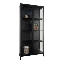 Giga Meubel Vitrinekast Metaal Zwart - 35x80x175cm - Kast Brisbane -Modern Home Shop 1000069365 0103