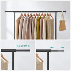 O'DADDY® Kledingrek Op 4 Grote Wielen - Tot 130 Kg Stabiel - Zwart -Modern Home Shop 1000074129 0103