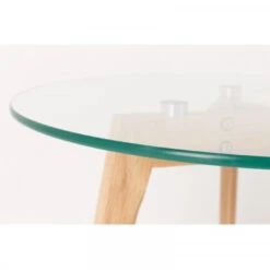 Giga Meubel Bijzettafel Rond Set Van 2 - Glas & Hout - Tafel Bror -Modern Home Shop 1000074237 0103