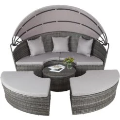 Tectake - Aluminium Wicker Ligbed - Grijs -Modern Home Shop 1000077836 0102