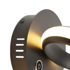 QAZQA Design Wandlamp Zwart 3-stap Touchdimmer Incl. LED - Twisted -Modern Home Shop 1000078853 0103