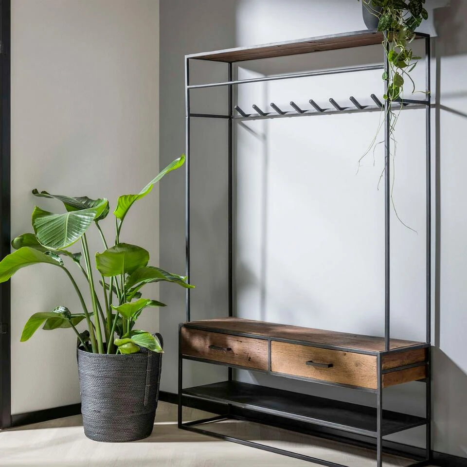 Garderobe Kapstok Brent 35x120x180cm - Hout - Grijs 3 Garderobe Kapstok Brent 35x120x180cm - Hout - Grijs - Image 3