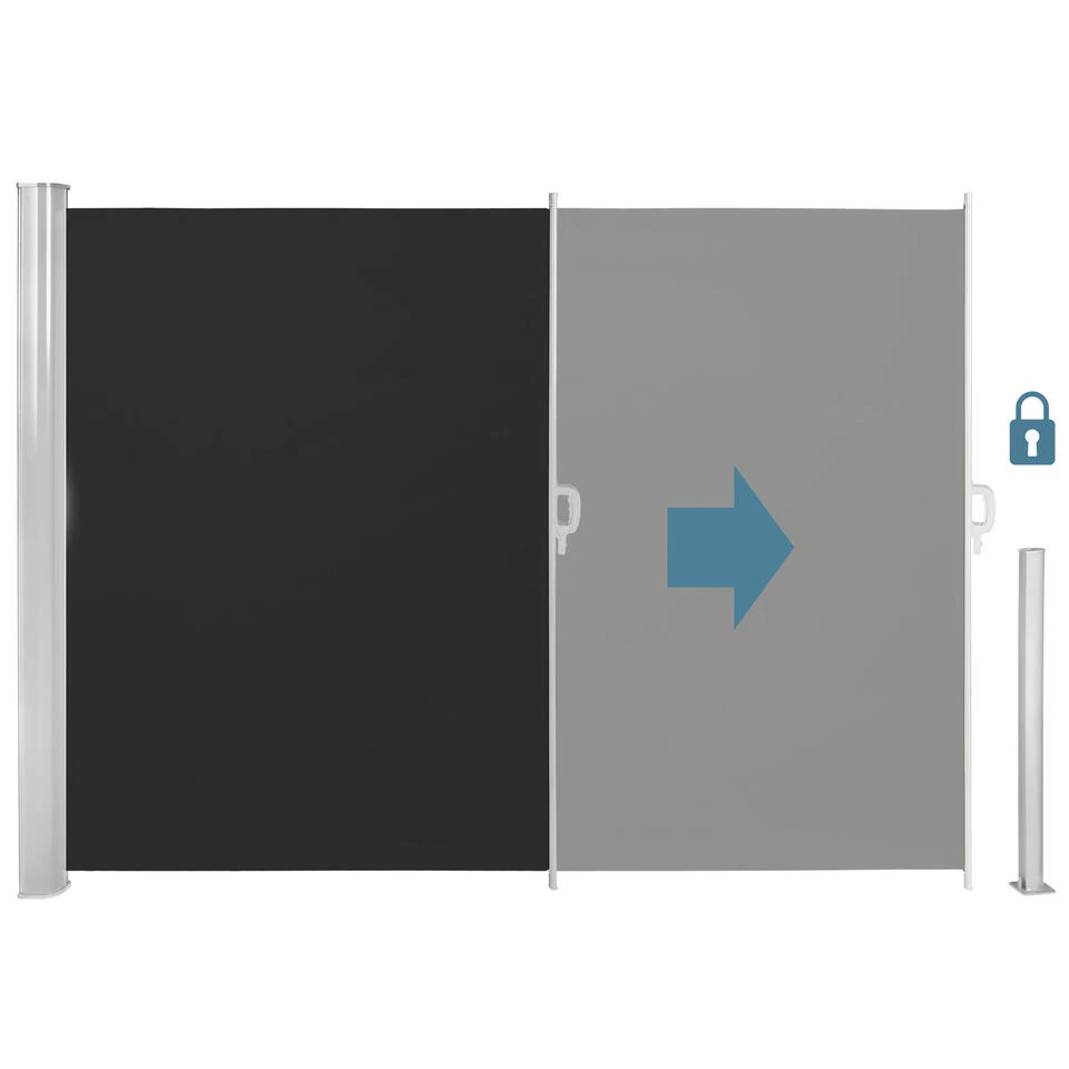 Tectake - Uittrekbaar Aluminium Windscherm Tuinscherm 200 X 300 Cm Zwart 3 Tectake - Uittrekbaar Aluminium Windscherm Tuinscherm 200 X 300 Cm Zwart - Image 3