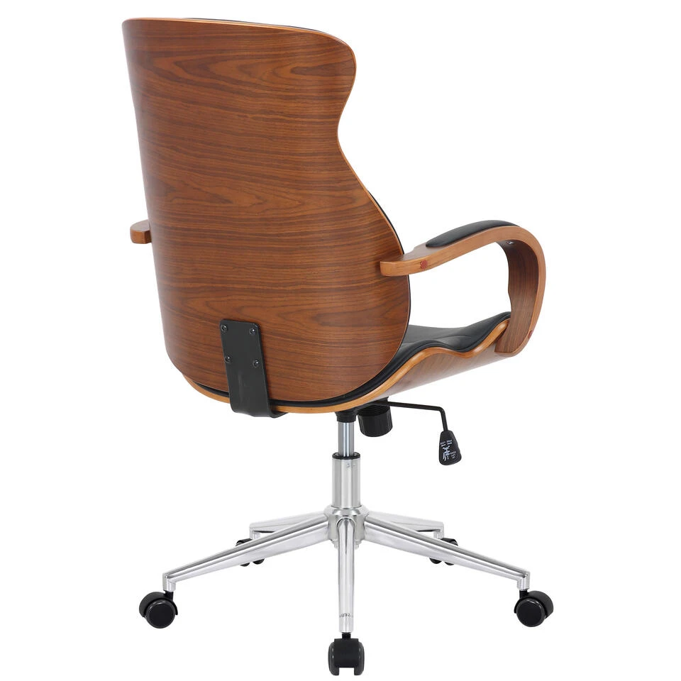 Clp Bureaustoel Melilla Kunstleder Walnoot Zwart 4 Clp Bureaustoel Melilla Kunstleder Walnoot Zwart - Image 4