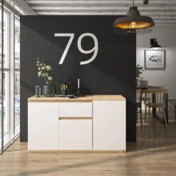 Diagone Draaibaar Bureau Gibril - Kast En Bureau In 1 - Wit/Eikenkleur -Modern Home Shop 1000087351 0103