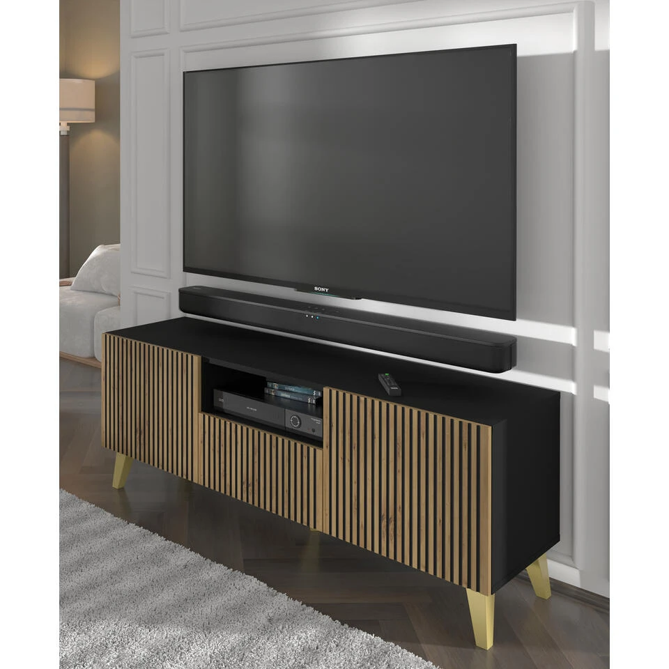 TV Meubel Ravenna P Painted MDF 56x150x42 Zwart 4 TV Meubel Ravenna P Painted MDF 56x150x42 Zwart - Image 4