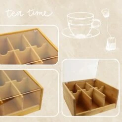 Orange85 Theedoos 6 Vaks Bamboe 20,5x22x10 Cm Kunststof -Modern Home Shop 1000090166 0111