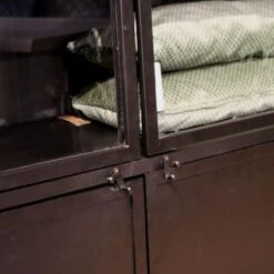 Cavetown Vitrinekast Industrieel Garcia Zwart - 45x140x185 Cm -Modern Home Shop 1000094167 0102