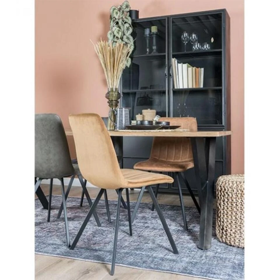 Romy Vitrinekast Industrieel Zwart - 35x120x200 Cm 4 Romy Vitrinekast Industrieel Zwart - 35x120x200 Cm - Image 4