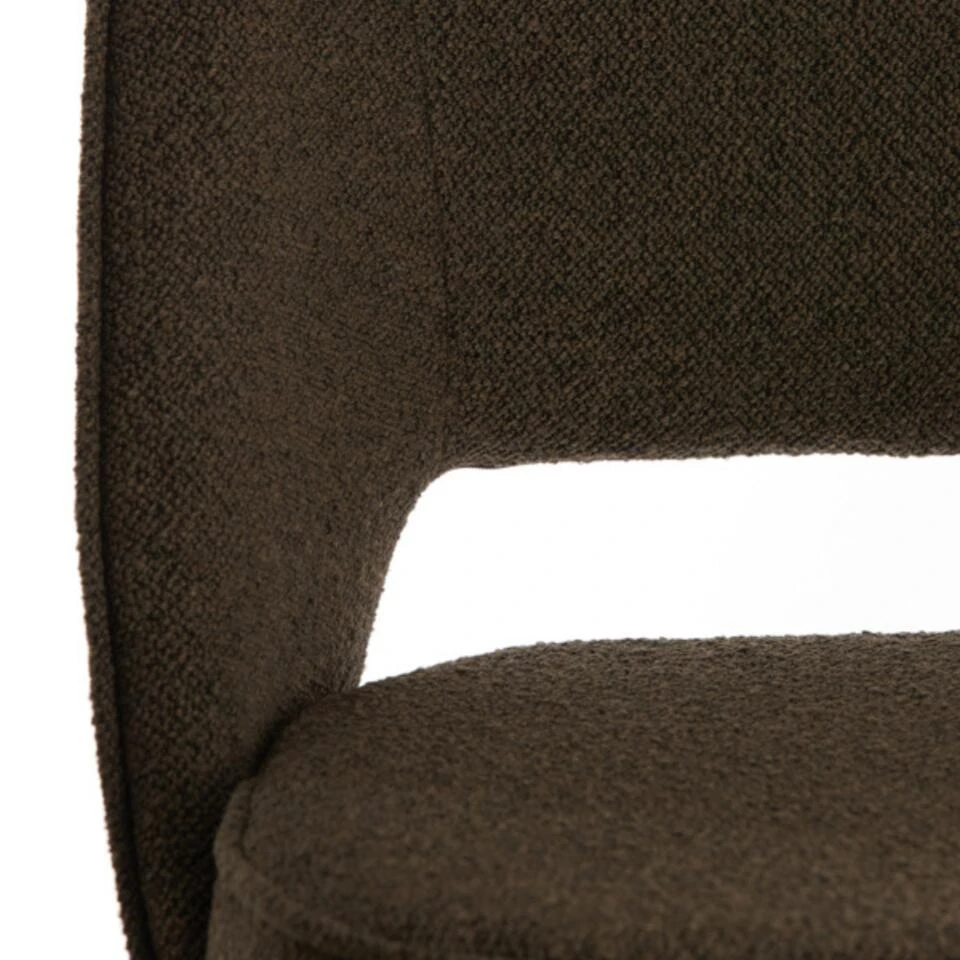 Djeslin Eetkamerstoel Donkerbruin - Stof - Bruin 4 Djeslin Eetkamerstoel Donkerbruin - Stof - Bruin - Image 4