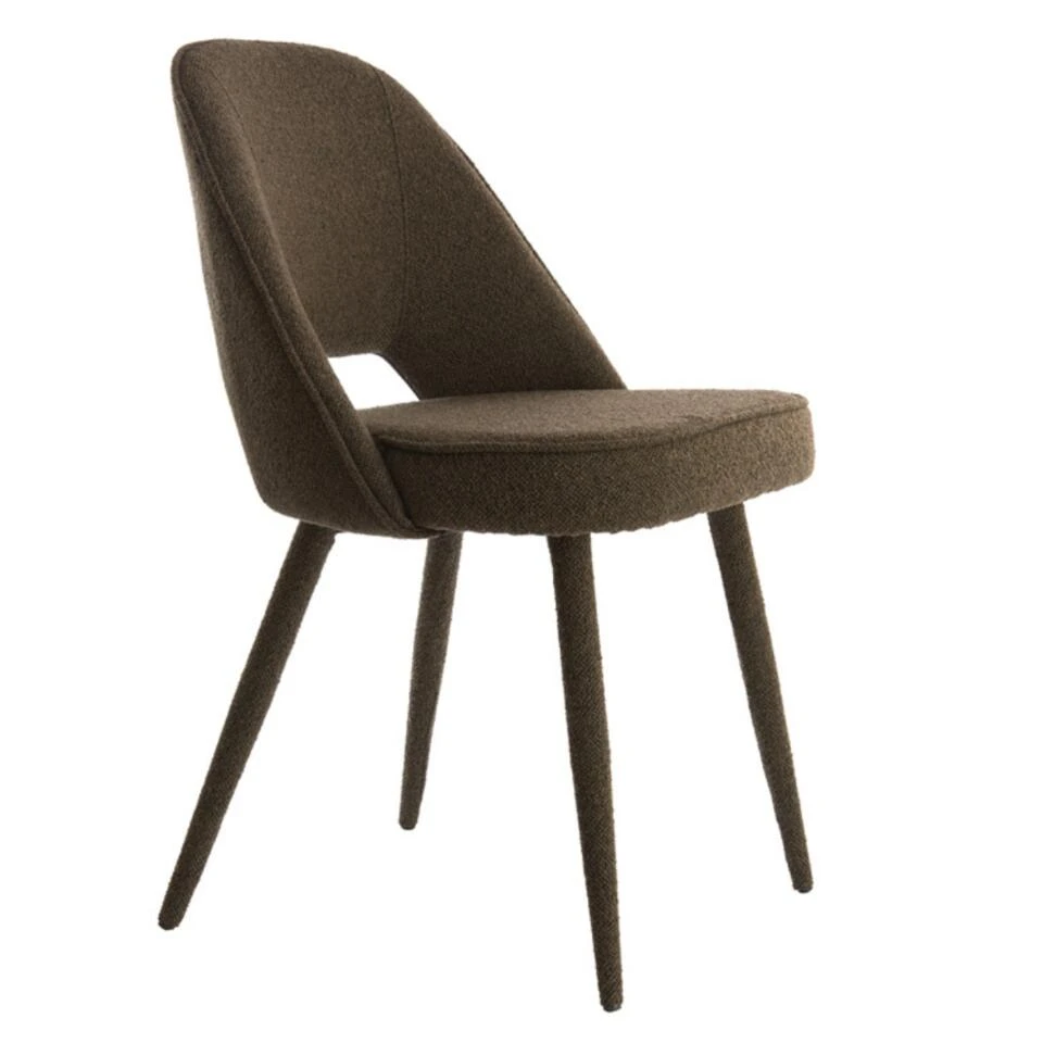 Djeslin Eetkamerstoel Donkerbruin - Stof - Bruin 1 Djeslin Eetkamerstoel Donkerbruin - Stof - Bruin