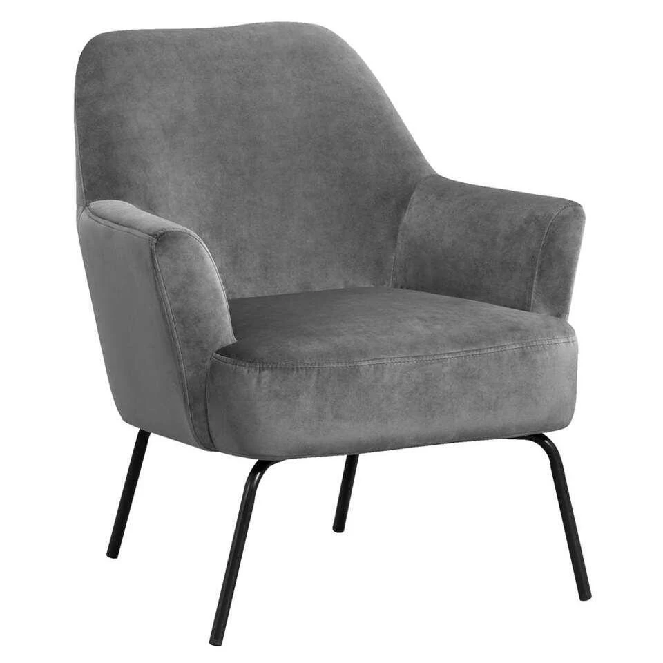 Fauteuil Hamburg - Fluweel - Donkergrijs 2 Fauteuil Hamburg - Fluweel - Donkergrijs - Image 2