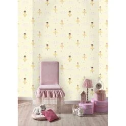 Dutch Wallcoverings - Make Believe Ballerina Geel/roze - 0,53x10,05m -Modern Home Shop 1277556200 0102