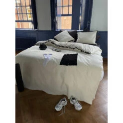 Dindi Home Dekbedovertrek Fleeky Fringes Effen - Wit - 140x200/220 Cm -Modern Home Shop 31106100 9051