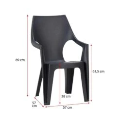 Keter - Stapelstoel Dante Hoge Rug - Donkergrijs - 89x57x57 Cm -Modern Home Shop 50100437 9601