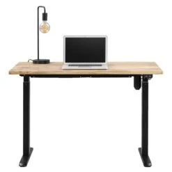 Bureau Homeworx Zit/sta Elektrisch Verstelbaar – Mangohout/zwart - 75/118x120x70 Cm -Modern Home Shop 90103619 0140