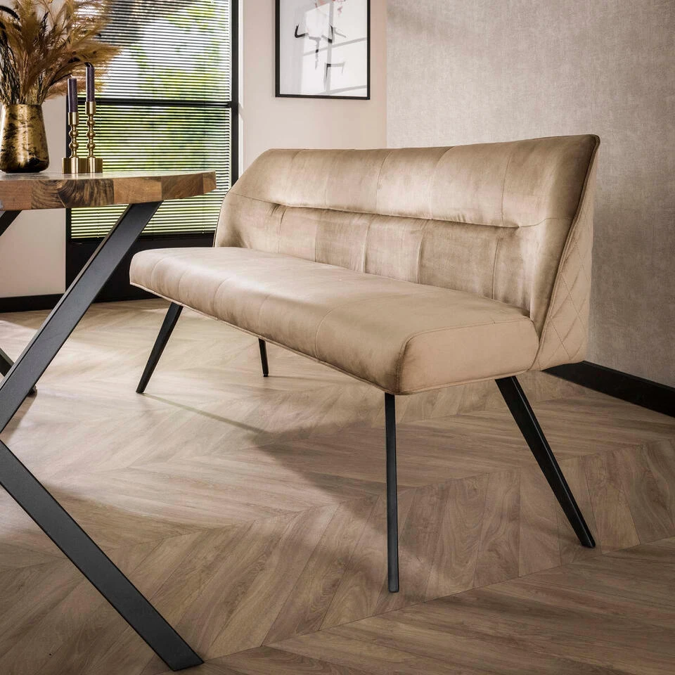 Diego Eetkamerbank Velvet - Stof - Beige 2 Diego Eetkamerbank Velvet - Stof - Beige - Image 2